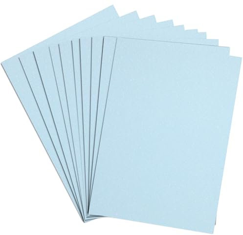 Springboard A4 Pale Blue Glitter Card Sheets - 10-Pack 290gsm Non Shed Glitter Cardstock for Card Making - Compatible w/Die-Cutting Machines - Sparkly Craft Supplies