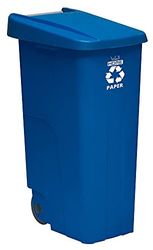 WELL HOME MOBILIARIO & DECORACIÓN Container Wellhome recyceln 110 Liter, mit Deckel geschlossen, ideal für Papier- und Papp -Recycling, mit Rädern