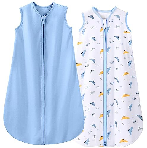 Yoofoss Baby Sleeping Bag 12-18 Months 2 pack 100% Cotton 0.5 TOG Toddler Sleep Sack Wearable Blanket Animal Pattern with Height 58-101cm for Infant Toddler