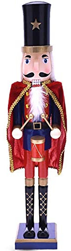 BAKAJI Soldato Schiaccianoci di Natale in Legno Gigante Altezza 106 cm Abiti Dipinti Barba e Capelli in Peluche con Meccanismo Funzionante Decorazioni Natalizie (Design 13)