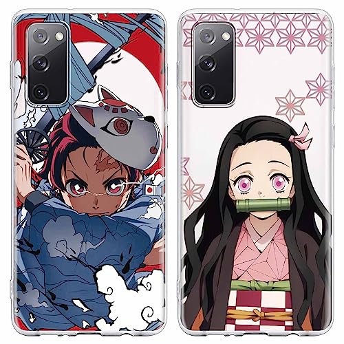 Eouine Schutzhülle für Samsung Galaxy S20 FE 2022/2020 4G/5G, Schutzhülle für Samsung S20 Lite 6,5 Zoll (16,5 cm), stoßfest, Schutzhülle für Telefon Anime Tanjirou Nezuko Case Cover, 7, 2 Stück