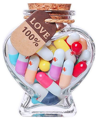 HYOUCHANG Capsule Letters Message in A Bottle - Love Pills - The Love Gifts for Boyfriend and Girlfriend (Heart-shaped Mixed Color 50)