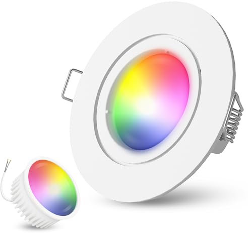 linovum flacher Einbau Deckenstrahler LED weiß mit Wifi Modul wechselbar - kompatibel mit Alexa & Google - Spot Dimmbar RGB & Lichtfarbe