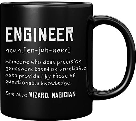 Panvola Engineer Definition Someone Who Does Precision Funny Engineer Gifts For Engineering Students Teachers Computer Civil Mechanical Electrical Software Engineer Ceramic Mug 11 oz (Black)