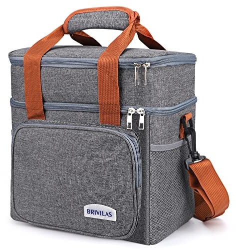 Windfromort Kühltasche, 12L Klein Picknicktasche Isoliertasche Lunchtasche für Unterwegs, Double Decker Thermotasche für Herren Damen Wasserdichtes Faltbar Gefriertasche für Schule/Arbeit/Outdoor