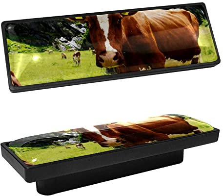 TBOUOBT 4 Pack Kitchen Cabinet Knobs Pulls, Drawer Knobs for Modern Closet Furniture Door, Farm Animal Cow