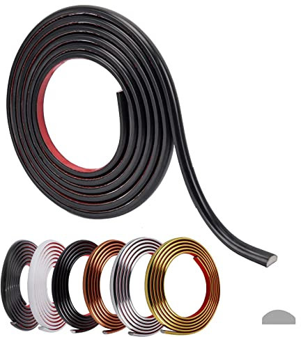 Moulure décorative flexible autocollante en PVC pour sol, dosseret, bord de carrelage et décoration d'angle, bande de panneau autocollante (3 m, noir)