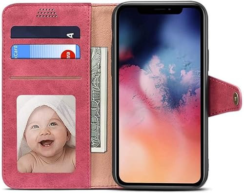SCHIK Klapphülle für Apple iPhone 11 (2019) 15,4 cm (6,1 Zoll), Klappetui aus Kunstleder, stoßfest, Klappetui mit 3 Kartenfächern (Farbe: Rot)