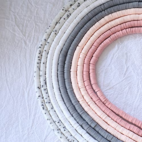 HERZWILD 3600 Stück Heishi Perlen Bunte 6mm Clay Perlen Set - 10 Stränge für Chocker, Halskette, Armband, Ohrringe, Schmuckherstellung DIY (5 Farben)