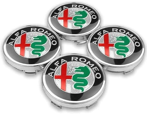 WOAFEY Nabendeckel 4 STÜCKE 60mm für Alfa Romeo 159 156 Giulietta Mito Giulia Spider Brera Car Rad Center Hub Cap Auto Styling Felgen Abdeckung Badge Emblem Aufkleber Radnabenkappen,B