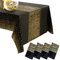 Party Tischdecke, 4 Stück Wiederverwendbarer Tischdecke Schwarz Gold Rechteck Tischdecke für Hochzeiten Geburtstage und Weihnachten