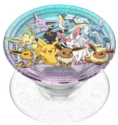 PopSockets: PopGrip - Support et Grip pour Smartphone et Tablette avec un Top Interchangeable - Pokémon - Glitter Evolution Party