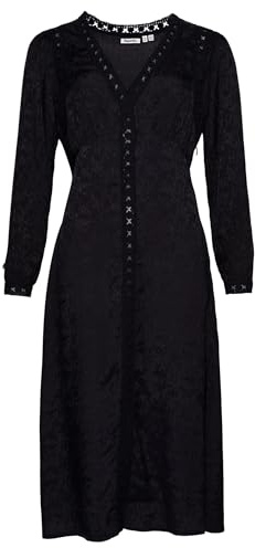 Superdry Damen Midikleid mit Spitzenbesatz Urban Schwarz 36