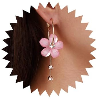 Atentuyi Large Bohemian Red Resin Drop Earrings with Gold Acrylic Crystals and Cubic Zirconia 5 Leaves Petal Drop Earrings Jewelry for, Crystal