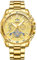 JewelryWe Uhren Herren Edelstahl Tourbillon: Luxus Datum Kalender 30m wasserdichte Analog Quarz Armbanduhr Männer Gold Edelstahl Armband Uhr mit Rundem Tourbillon Zifferblatt und Leuchtzeiger