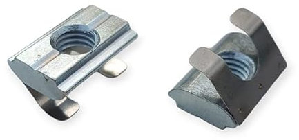 50x Nutenstein Nut 10 St. verz. M4 M5 M6 M8 - einschwenkbar mit Feder für Aluprofil Nut 10 | T-Nutensteine | Schrauben | Muttern (M8-50 Stück)
