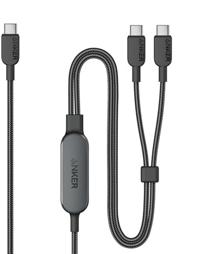Anker Cable, 2-in-1 USB C to USB C Braide Cable 140W Max,Fast Charging for iPhone 16/16 Pro Max/15 Series,MacBook Air/Pro,and More(1,2m, Negro)