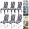 Alishomtll Stretch Stuhlhussen 4er/6er Set Grau Stuhlbezug Schwingstuhl Elastische Hussen Abnehmbarer Waschbarer Stühle Schutz für Esszimmer Küche Restaurant Hotel Bankett (Grau Weiß Linien, 6 Stück)
