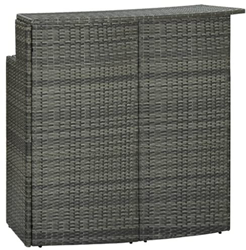 ULUYYUC Gartentisch Garten Bar Tisch Tisch Garten Terrasse EsstischGarten-Bartisch Grau 120x55x110 cm Poly Rattangeeignet für Balkone, Terrassen und Laubengänge