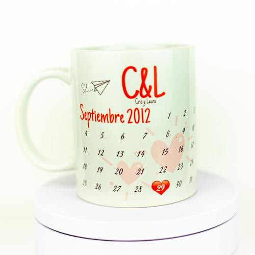 Taza fecha personalizada - taza san valentin - Regalo original para san valentin - Taza personalizada aniversario - Regalo original dia de los enamorados