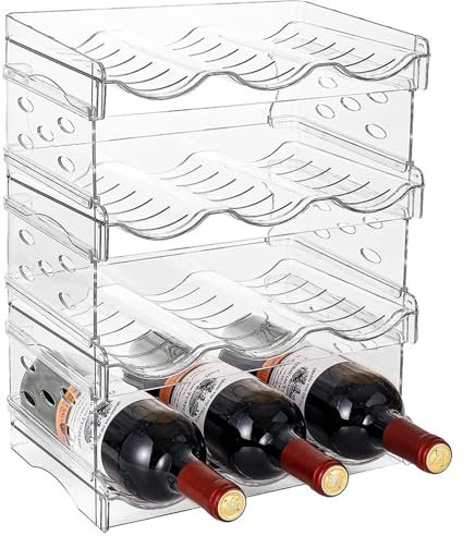 Accmuzzy Portabottiglie Vino, Organizer Frigorifero per Bottiglie da Cucina, Frigorifero, Armadio e Ufficio, Organizer per 12 Bottiglie (4 Pezzi)