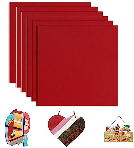 sculpfunDIY 6 Stück Rot MDF Blätter, 30cm*30cm Unbehandeltes Holz 3mm MDF Brett für Lasergravur CNC-Schneiden