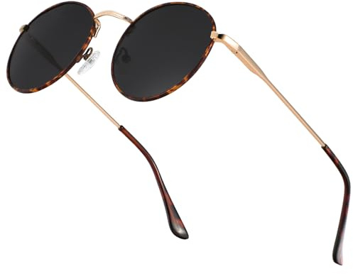 HENGOSEN Sonnenbrille Herren Rund Sunglasses-Men: Polarisiert Runde Sonnenbrille Retro Metallrahmen Sonnen Brille Herren Damen