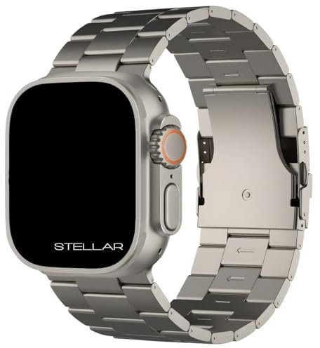Stellar Premium Titan für Apple Watch Ultra 2 Armband Titan I Ultra I SE I 10 I 9 I 8 I Sicherheitsschließe für Apple Watch 10 Armband auch für alle Serien (42 I 44 I 45 I 46 I 49 mm)