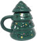Divas World Ceramic Christmas Mugs Gingerbread House & Gingerbread Man and Gnome Shaped Mugs with Lids Handle Festive Coffee & Cookie Jars Cute Aesthetic Microwave Safe (Xmas Tree Shape with Lid)