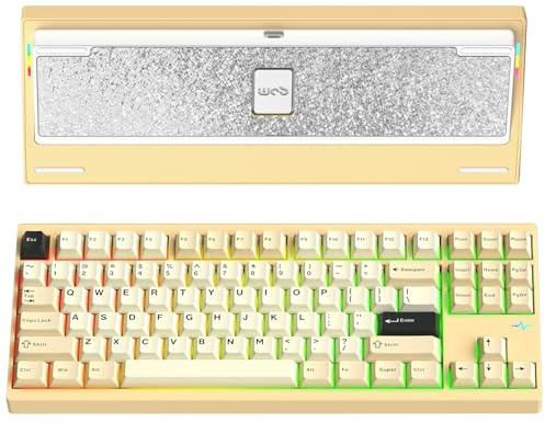 KEEBMONKEY WOBKEY Crush 80 Reboot CNC Aluminum 5-Second Quick-Release Triple-Mode Connectivity Mechanical Keyboard with Superior Acoustics (Pro Yellow)
