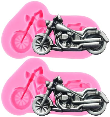RFGHAC Motorrad-Silikonform, Motorrad-Fondantformen Zum Dekorieren Von Kuchen, Cupcake-Toppern, Süßigkeiten, Polymer-Ton, Schokolade, Blütenpaste, 2er-Set