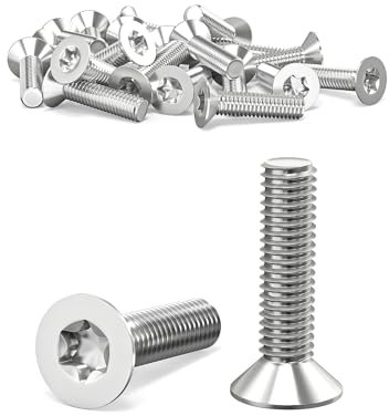 ORTAVA 20 Stück Senkkopfschrauben M4 x 16 mm, M4 Senkkopfschrauben Torx Edelstahl 304, Senkkopfschraube mit Innensechsrund/Torx (ISR/TX) nach Norm ISO 14581 / DIN 965, für Maschinen, Geräte und Möbel