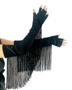 TMTGTS Fransen Handschuhe 1 Paar Elegant Lange Satin Fingerlose Ellenbogen-Handschuhe mit Quaste Armstulpen für Damen Mädchen Karneval Opernabend Brauthandschuhe Halloween Tea-Party Kostüm (1#)