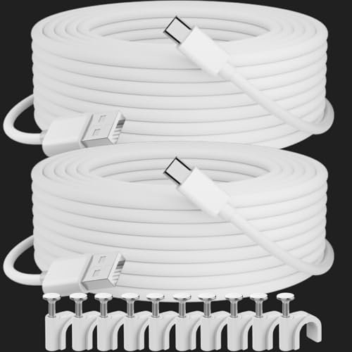 pluX Micro USB Power Cable 14M/2Pack, Micro USB Charging Power Cord,Charger for Wyze Cam V3,Pan V4,Nest Yi,Blink Mini XT XT2 Outdoor/Indoor 3rd Gen,Zmodo,Furbo Dog,Netvue,Xbox Controller