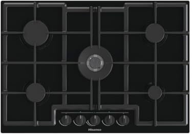 HISENSE GED773B Plateau cuisson à gaz 74 cm verre noir grille en fonte design