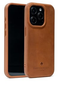 Porter Riley – Premium-Lederhülle kompatibel mit iPhone 15 Pro Max. Schlanke Schutzhülle kompatibel mit MS – Echtlederhülle (Hellbraun)