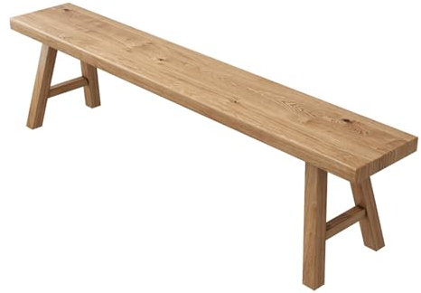 JIHAJU Bauernhaus Holzbank Lang, Rustikal Innenbereich Sitzbank Gangbank Schmale Bank Antike Bank Wohnzimmer, Esszimmer Massivholzkonstruktion(100cm/39.4inch Straight Edge)
