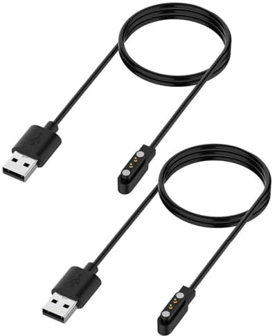 Caybats 2 Stück Universal Smartwatch Ladekabel Magnetisch 2 Polig 4mm, USB-Ladekabel für Smartwatch, Ladegerät für Fitness Tracker, Kompatibel mit Verschiedenen Smartwatches Fitness Trackern– 60 cm