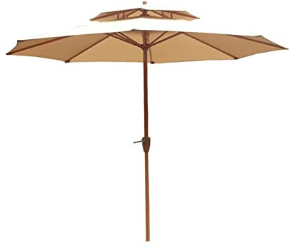 SBCGFY Parasol d'extérieur à Bascule Double Couche pour Jardin, Grand Parasol Droit en Bois grainé Double Couche pour terrasse, 2,7 m