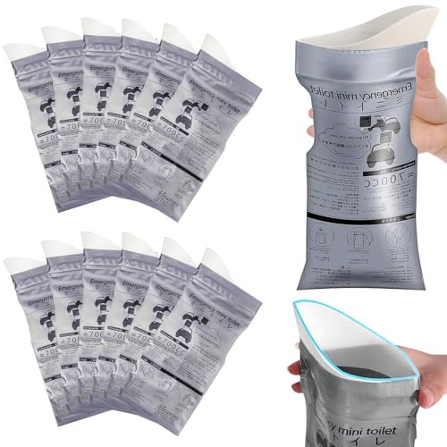Yesimola Pisse Debout Femme 12 Pcs, Sacs à Urine 700ML, Urine Jetables, Toilette Portable Urinoir, Pisse Debout Femme, Sac Vomissement Voiture, Urinoir Homme Portable pour Camping, Voyages