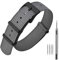 ANNEFIT Nylon Uhrenarmbänder 21mm mit Edelstahl Metall Schwarz Schließe, Sport Atmungsaktive Ersatzarmband (Grau)