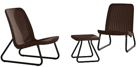 Eleganz 3-TLG. Gartengarnitur Rio Cappuccino – PP Kunststoff, Wetterfest & Pflegeleicht – Perfekt für Terrasse & Garten – Modernes Design für gemütliche Stunden