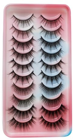 Künstliche Wimpern, natürliche Wimpern, Nerzwimpern, flauschige Wimpern, Nerzwimpern, Wimpernstreifen, die wie Extensions aussehen, 10 Paar