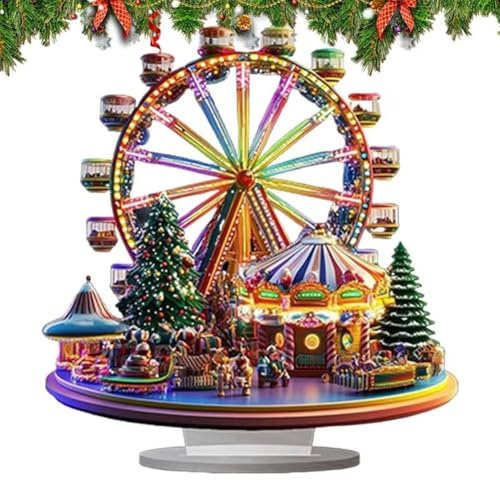 ClAZTyict Weihnachtsdekoration Aus Acryl in Form Eines Riesenrads, 2D-Riesenrad- für das Bücherregal im