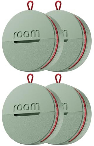 Roam Smart Tracker for iPhone & Android, Key Finder, IP67, Green, 4 Pack | Works with Android and iPhone, Track keys, bags, bikes, and more, Replaceable 1-year battery, Water and dust resistant