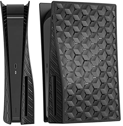 Sans bulles Ni Mousse Pour PS5 Façade Console Disque Version Unique En Fiber De Carbone Texture Coque Plastique Couverture Jeu Plaque Remplacement