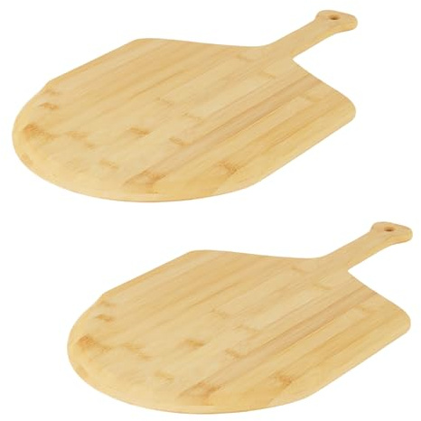 KEILEOHO 2 Pack Wooden Pizza Paddle, 43 x 29.5cm Bamboo Cutting Board Pizza Peel with Handle for Oven Grill Baking, Bread, Fruits