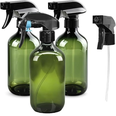 Juhuifu 3 Pcs Spray Bottles, Refillable Empty 500ml Plastic Spray Bottles, | with Spare Nozzles for Cleaning, Hair Care, and Plant Misting