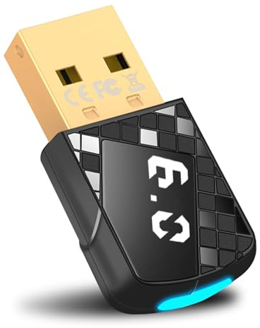 Bluetooth 6.0 Adapter Dongle für PC, USB Bluetooth Stick für Maus, Tastatur, Kopfhörer, Handy, Low Latency, Plug & Play,Controller, nur für Windows 11/10/8.1, Mit Heckleuchte