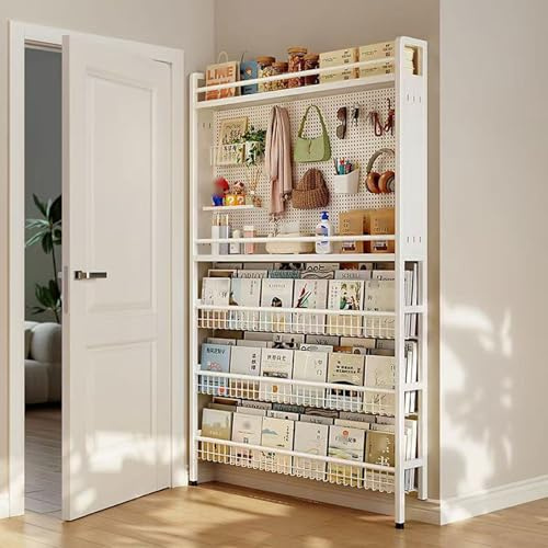Onxyrbyte Libreria Dietro la Porta,Scaffale Stretto Dietro La Porta,Porta Nascosta libreria,Organizer per Giocattoli E Libri,Salvaspazio,Elevata capacità Portante,per Riporre Libri E Decorazioni